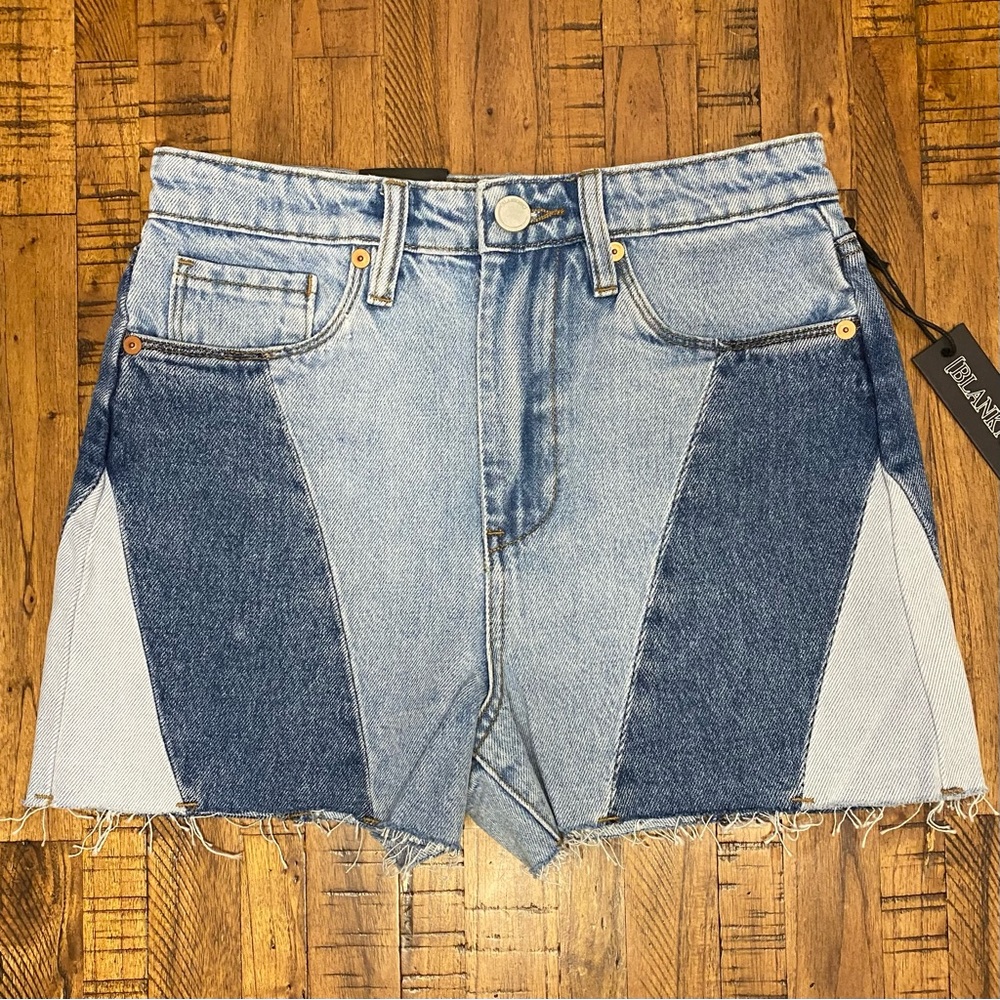 Blank NYC The Reeve High-Rise Ribcage Patchwork Denim Shorts - Picture 2 of 15